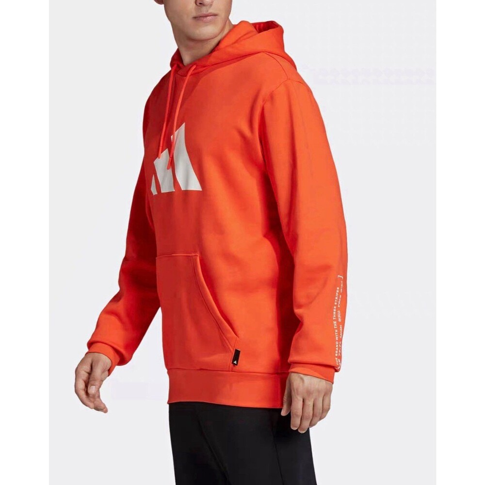 adidas Orange Fleece Pullover Hoodie White Logo Graphic Rare Men's 2XL FK2102